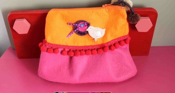 Pochette girly feutrine