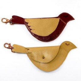 Pochette oiseau en cuir