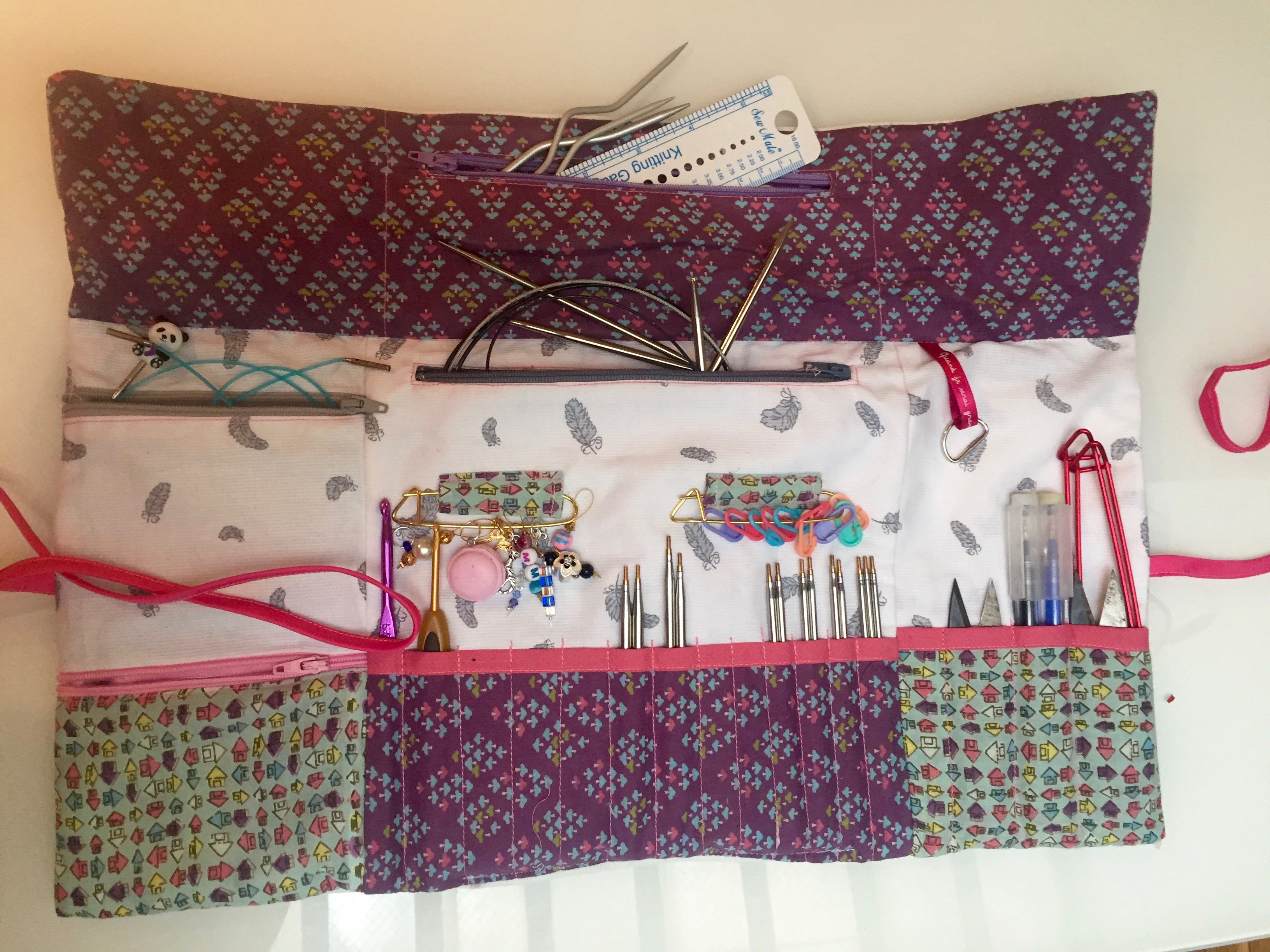 Trousse De Rangement Vide Pour Aiguilles à Tricoter Circulaires Et Accessoires - Organiseur Bleu Pratique
