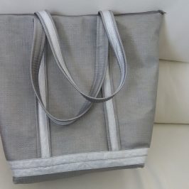 Sac cabas simili cuir strass avec galon argent