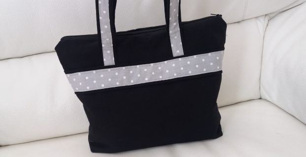 Sac en toile avec bande déco à pois