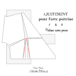 Ajustement pour forte poitrine (FBA) – Patron avec pince / tissu chaîne et trame