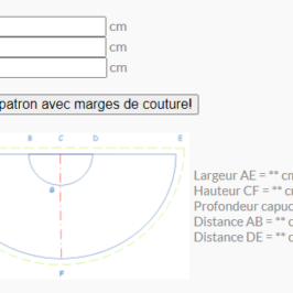 Calculateur pour créer un patron de cape avec capuche