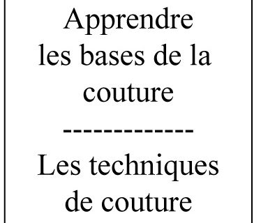 Les techniques de couture