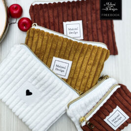 Trousse zippée en velours côtelé