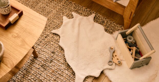 Tapis imitation peau de bête en fausse fourrure